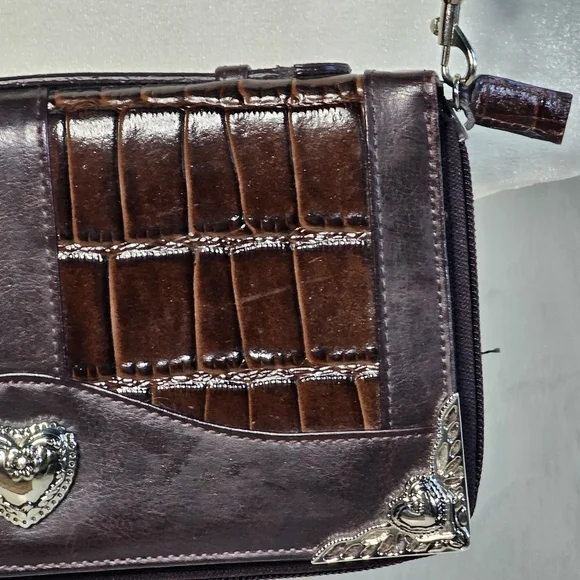 Elegant Brown Leather Women's Purse Clutch Organizer - Picture 3 of 16